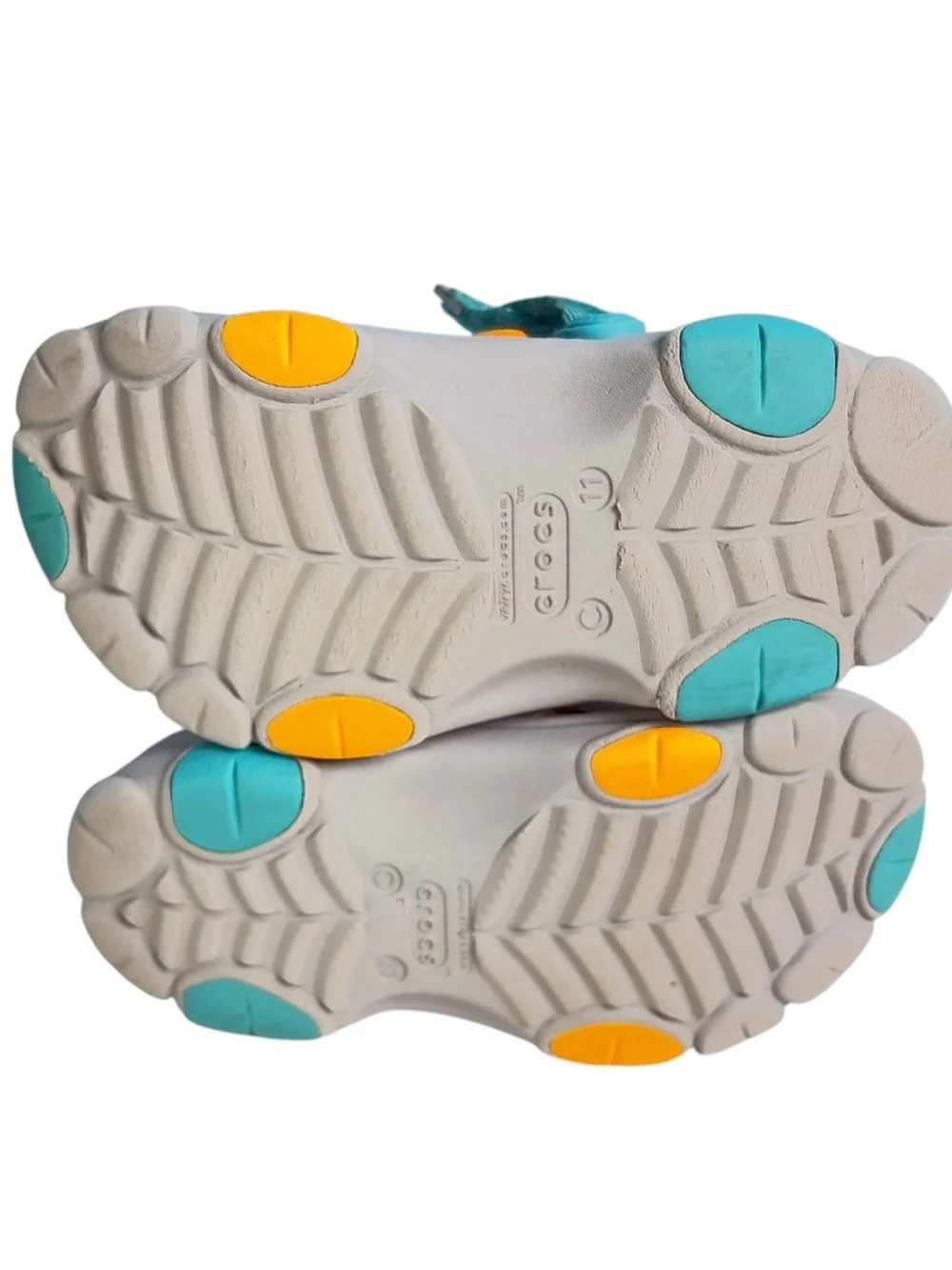 CROCS Classic Kids All Terrain - with Teal Strap and Orange Lining Sz C11